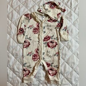 Organic Cotton Floral One Piece with Hat